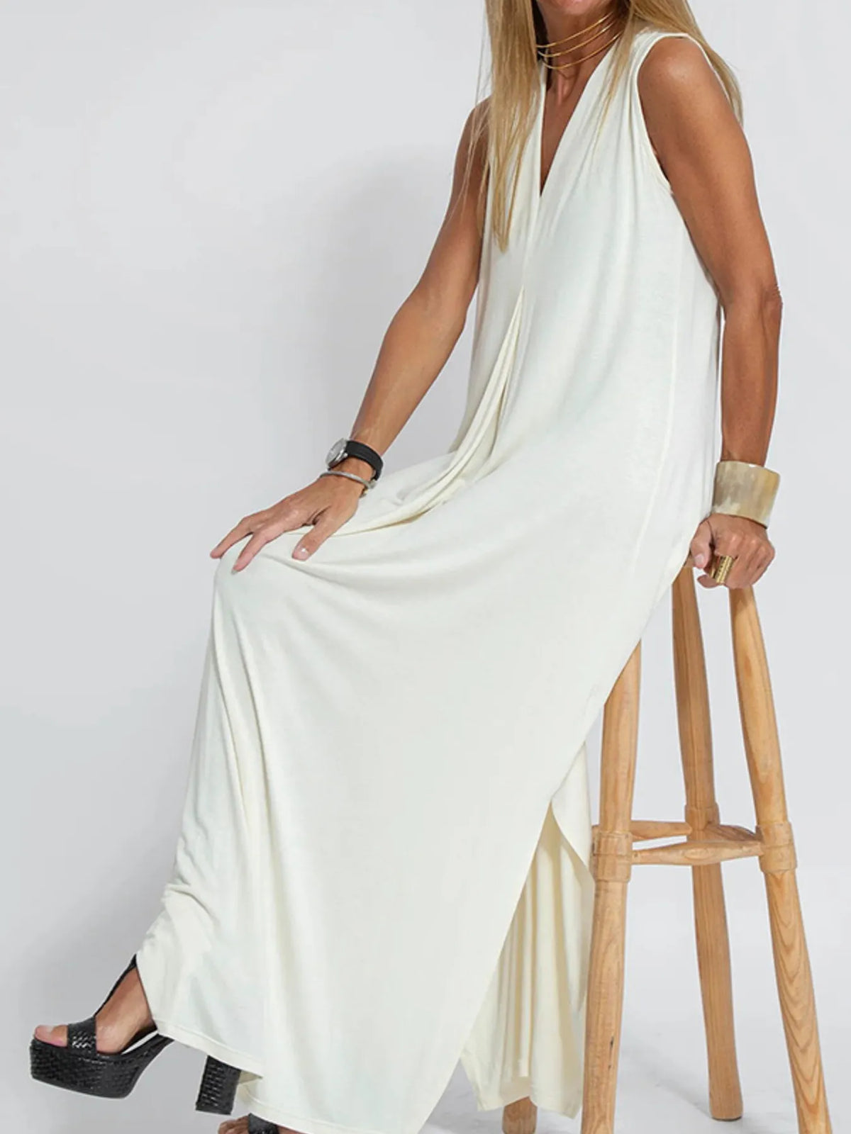 V-Neck Sleeveless Maxi Dress with Slit