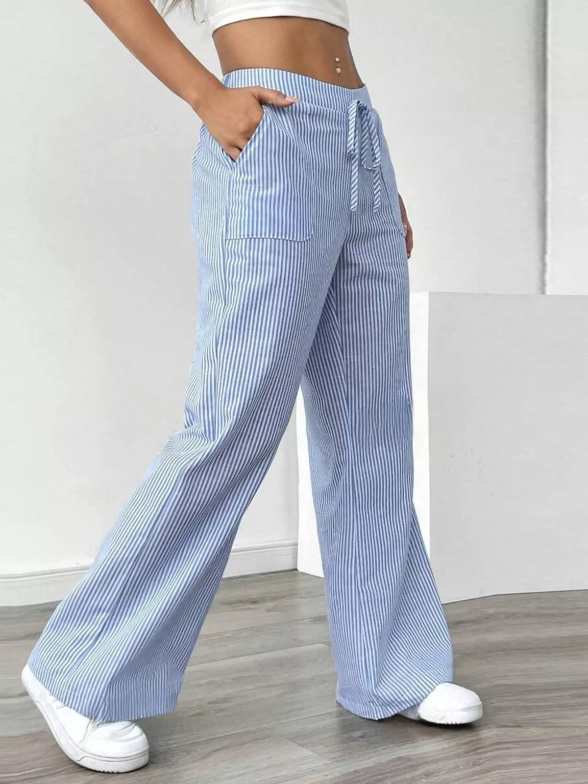 Striped Wide-Leg Pants