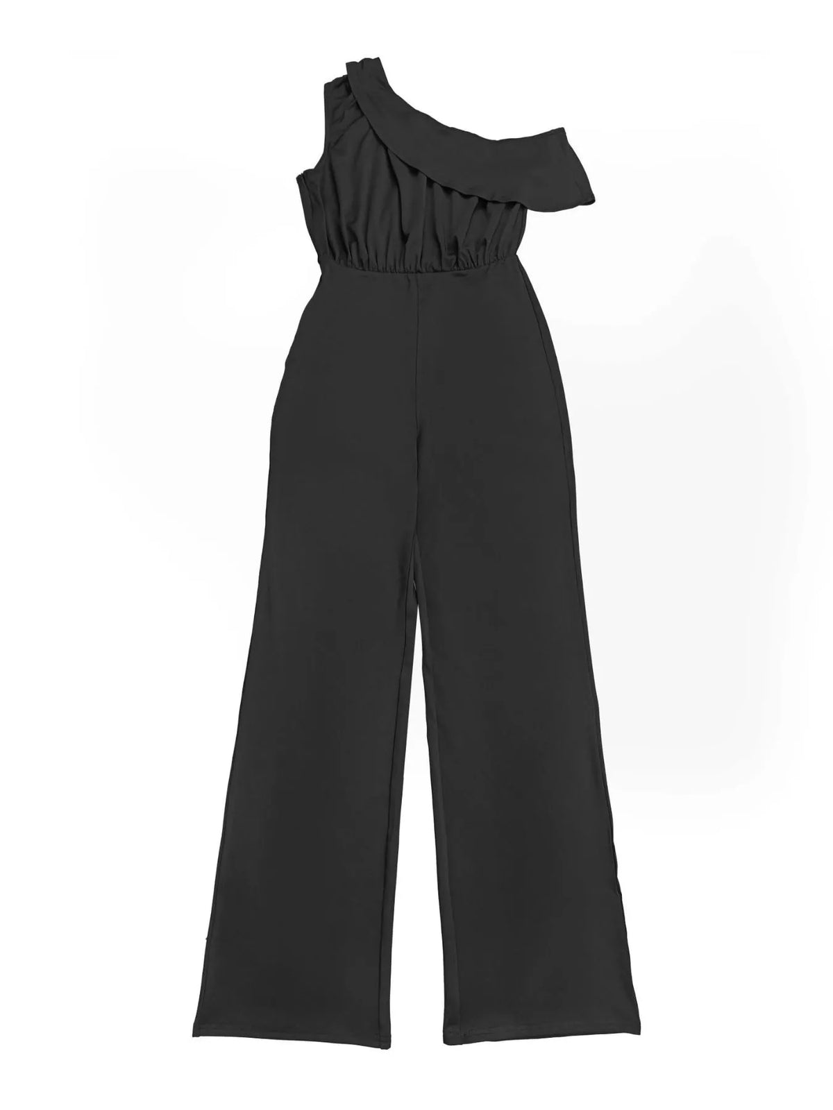 One-Shoulder Draped Wide-Leg Jumpsuit
