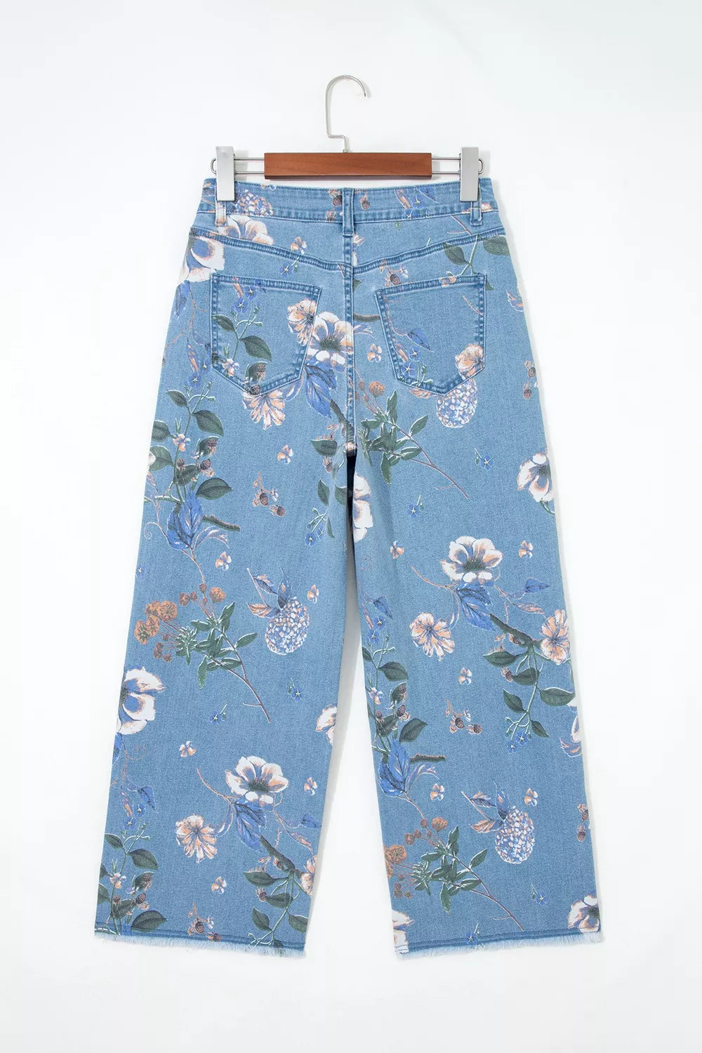 Floral Print Wide-Leg Jeans in Medium