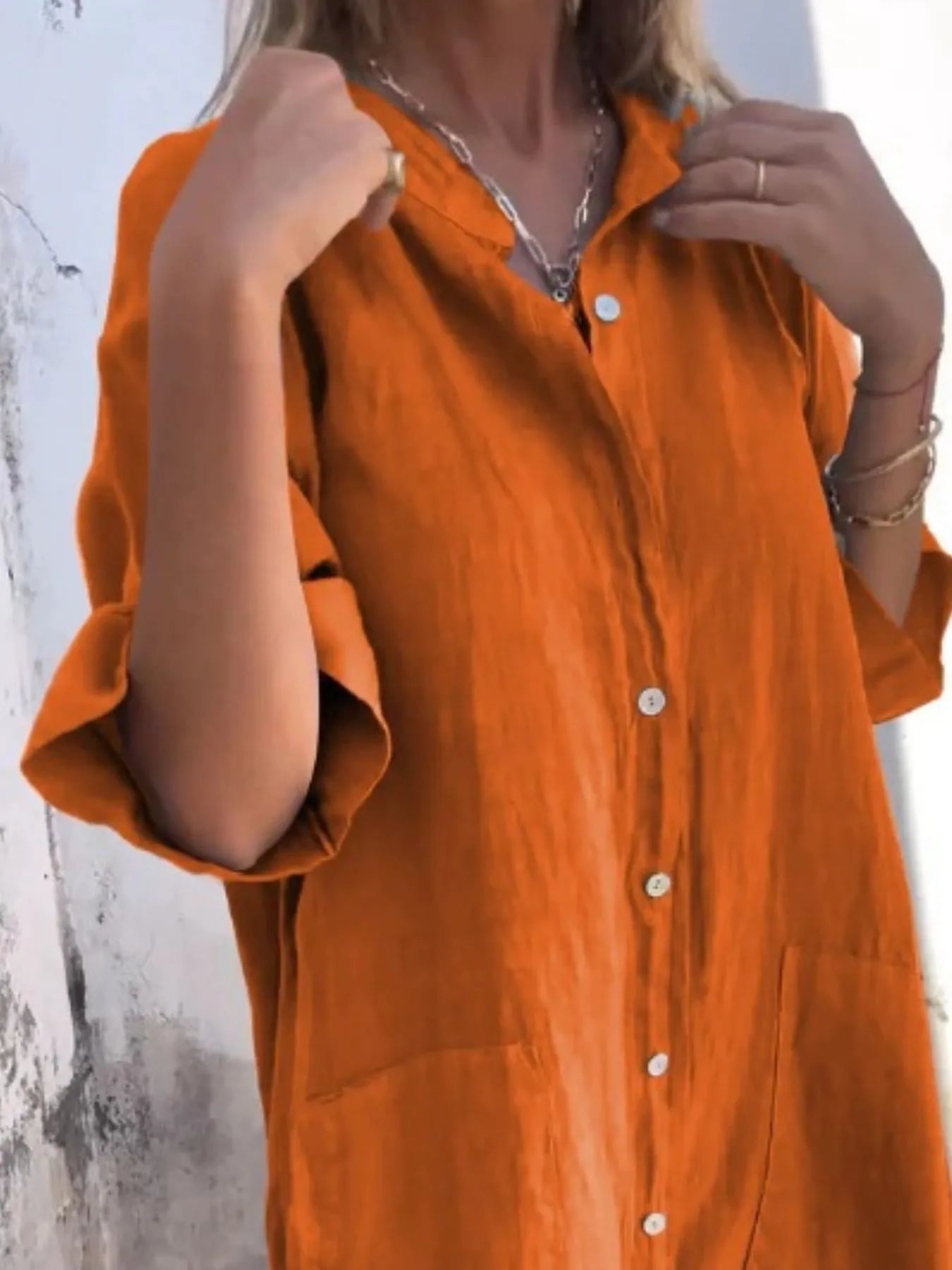 Linen Button-Down Shirt Dress