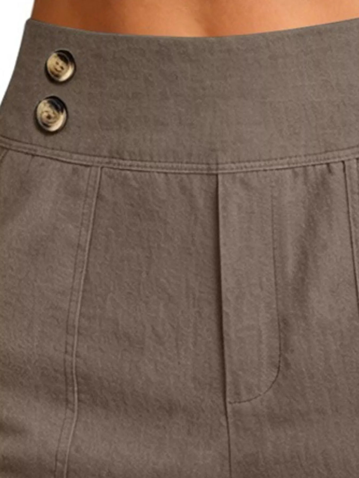 High-Waisted Button-Detail Cropped Pants