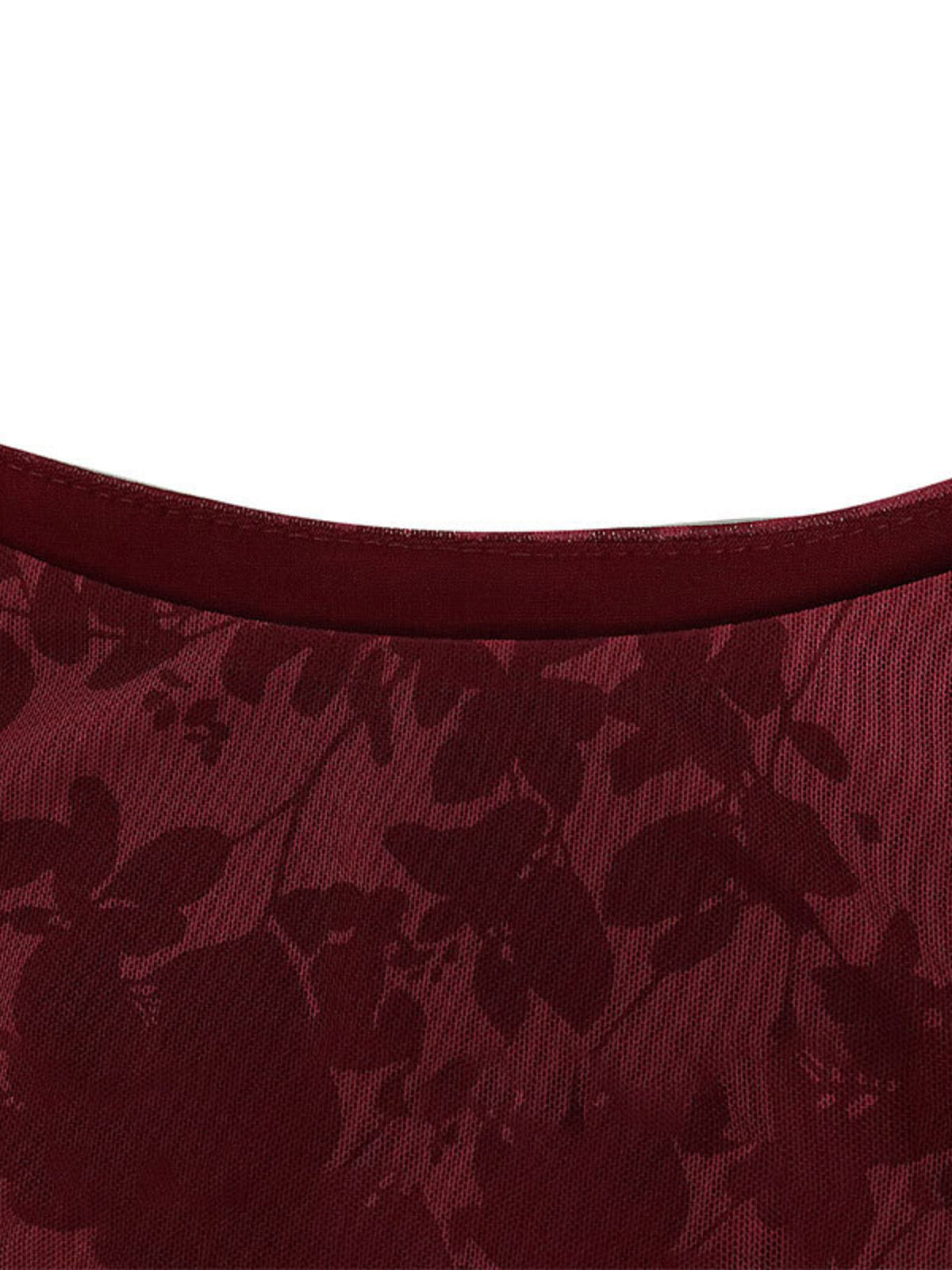 Mesh Bodycon Mini Dress in Burgundy