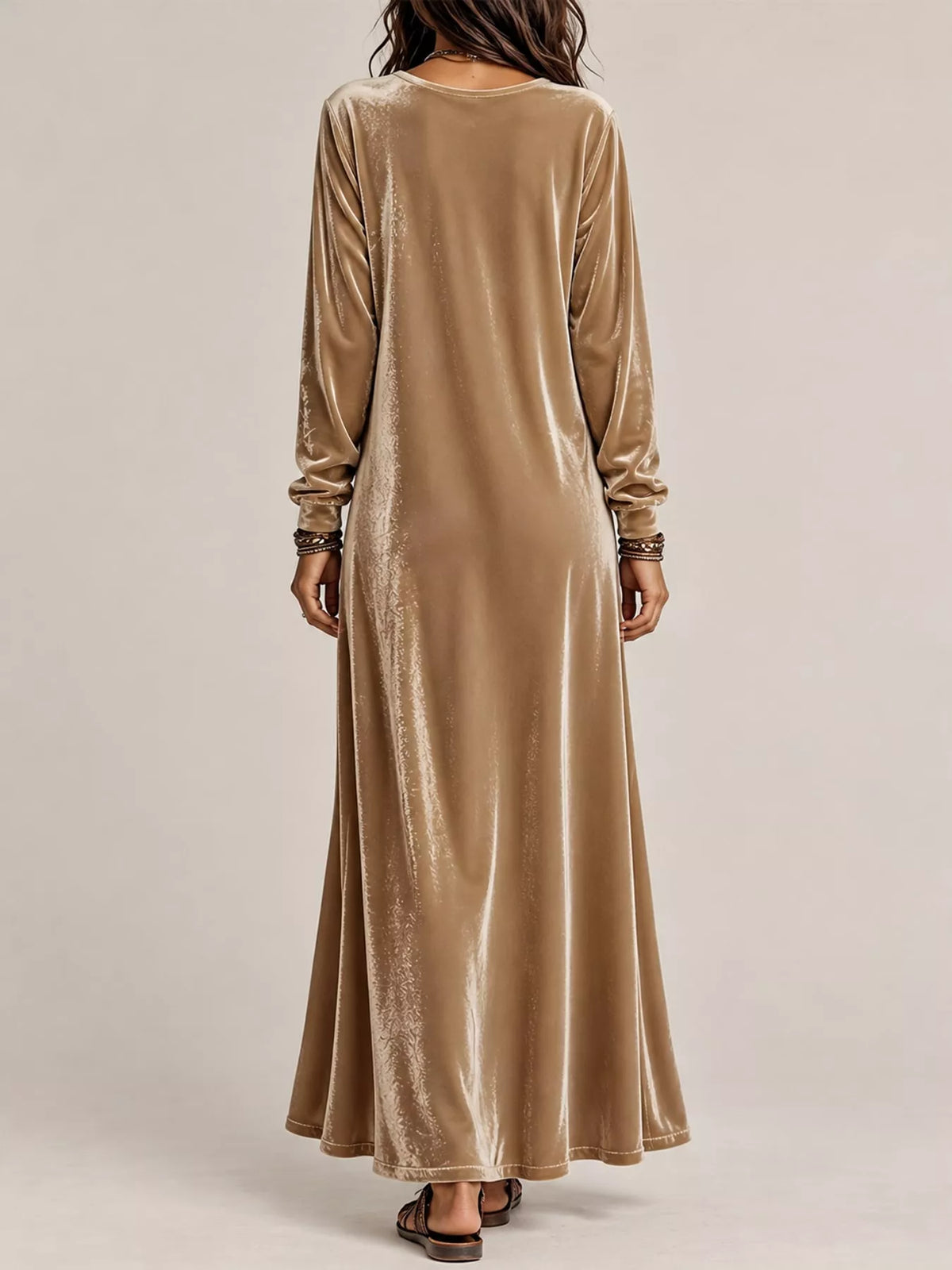 Velvet Long-Sleeve Maxi Dress