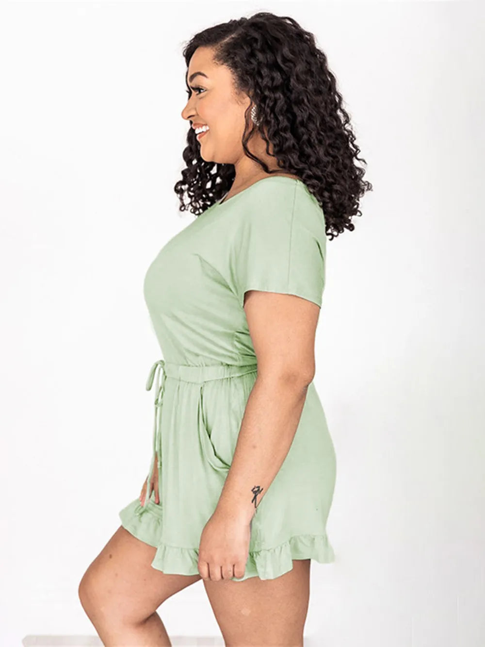 Ruffled Boat Neck Romper by S.S.Ni