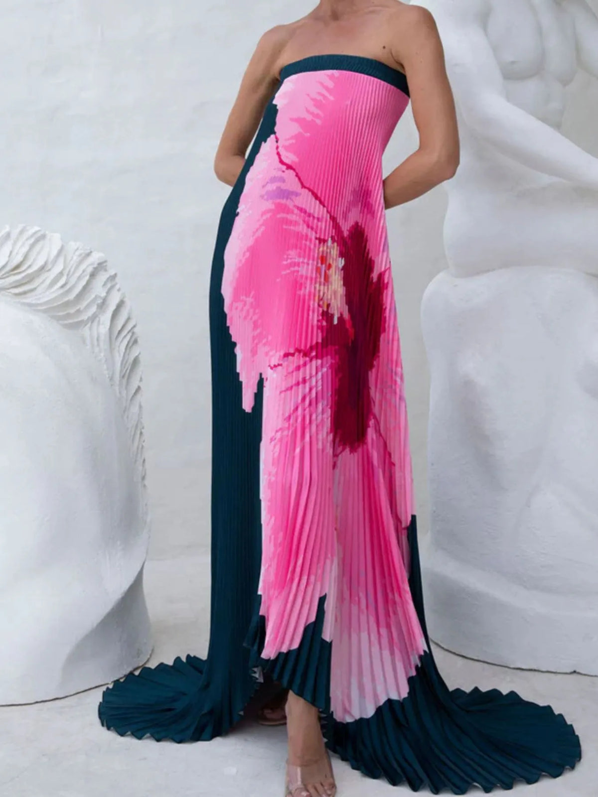 Pleated Tube Floor-Length Dress