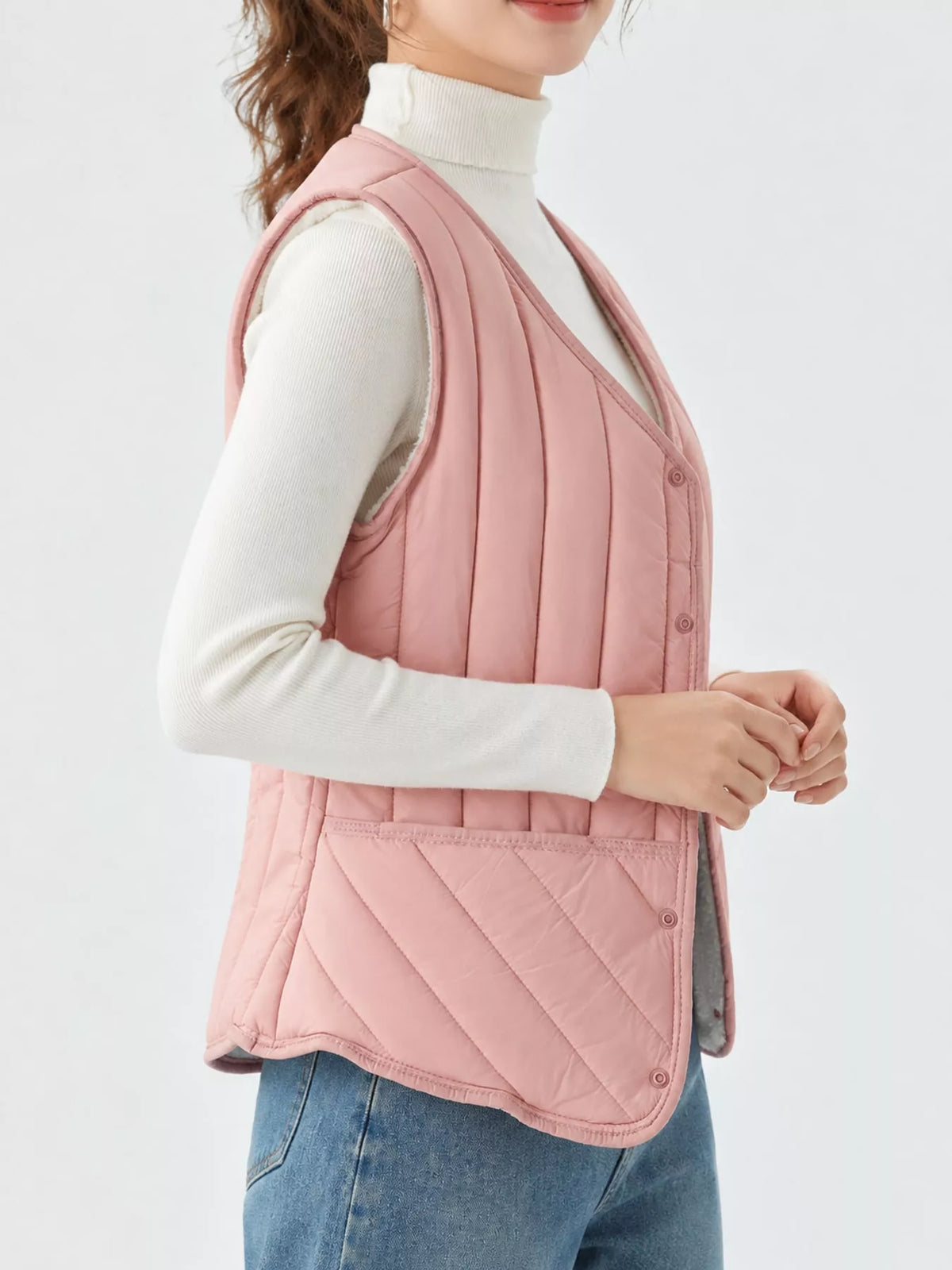Quilted Button-Up Vest Coat