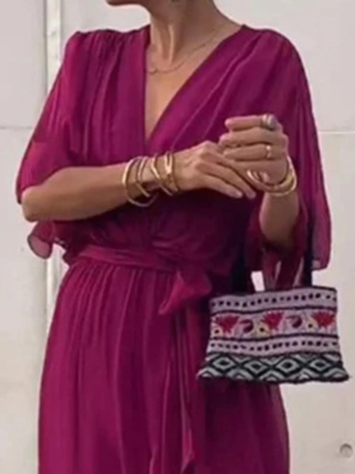 Flowy Tie-Front Midi Dress with Flutter Sleeves