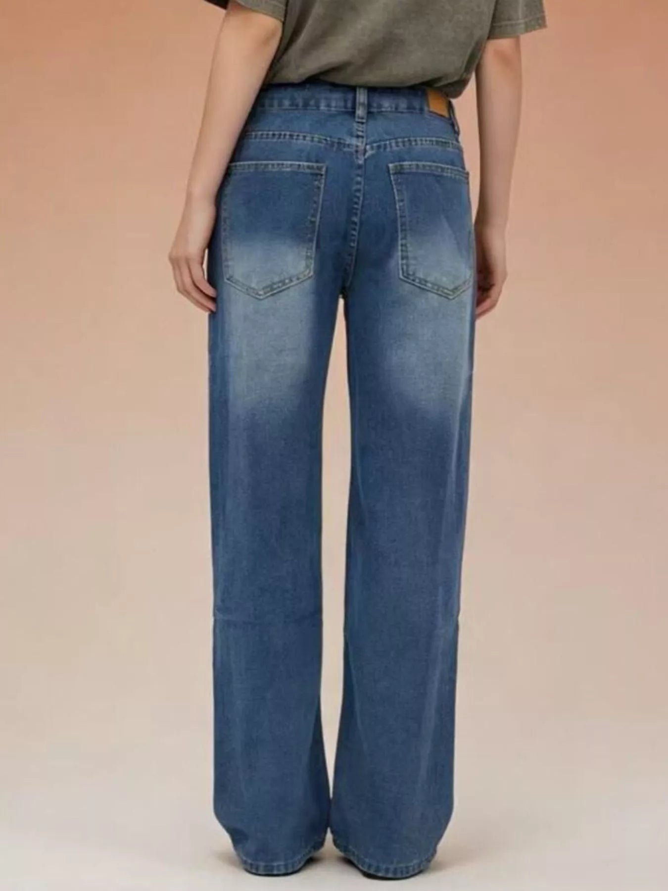 Vintage Wash Wide Leg Jeans in Blue by Dreamy Drapes