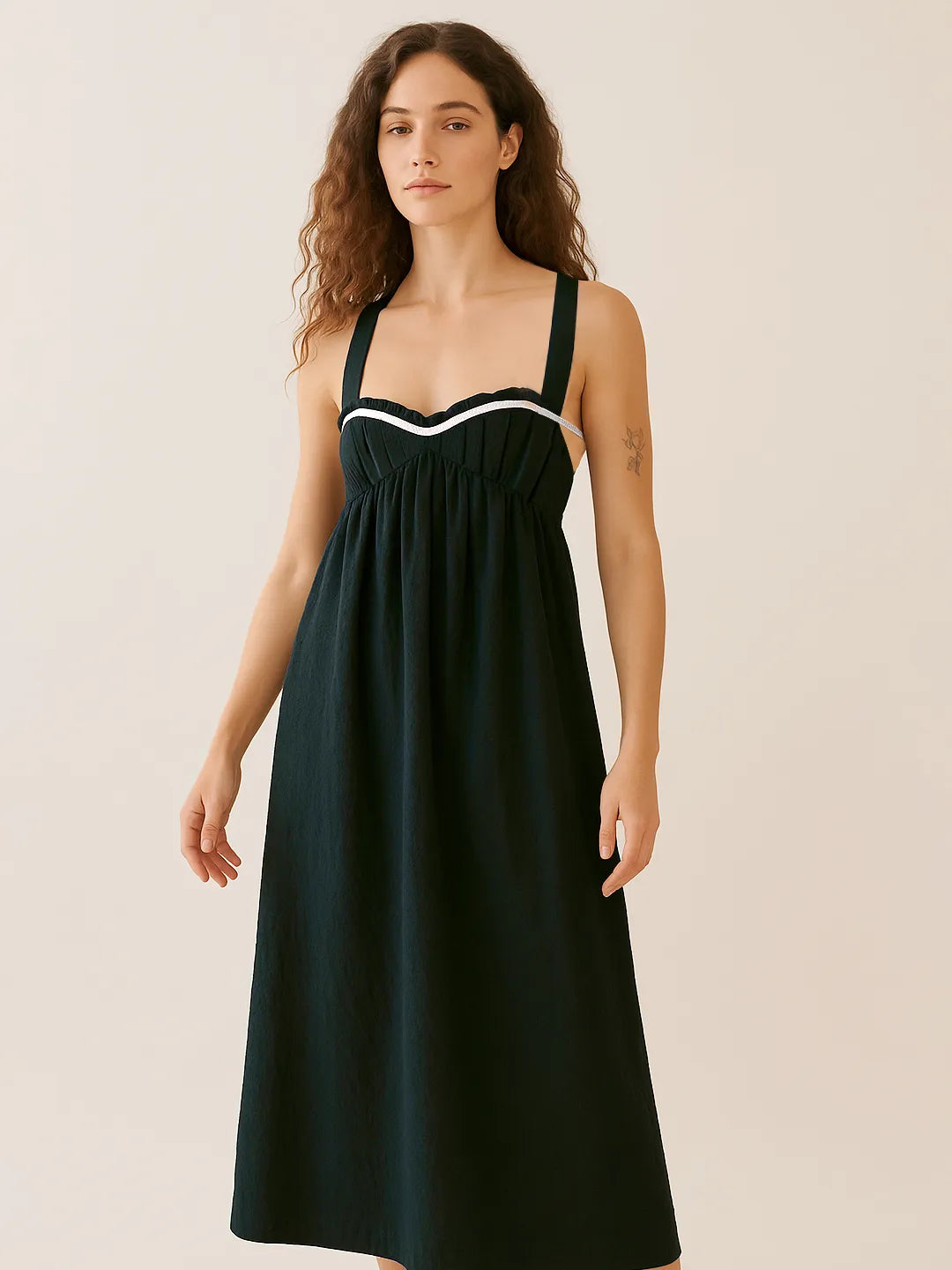 Sweetheart Neck Midi Dress