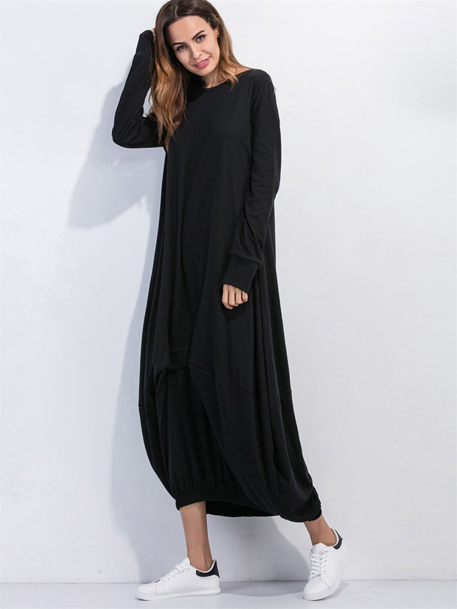 Round Neck Long Sleeve Sweatshirt Dress