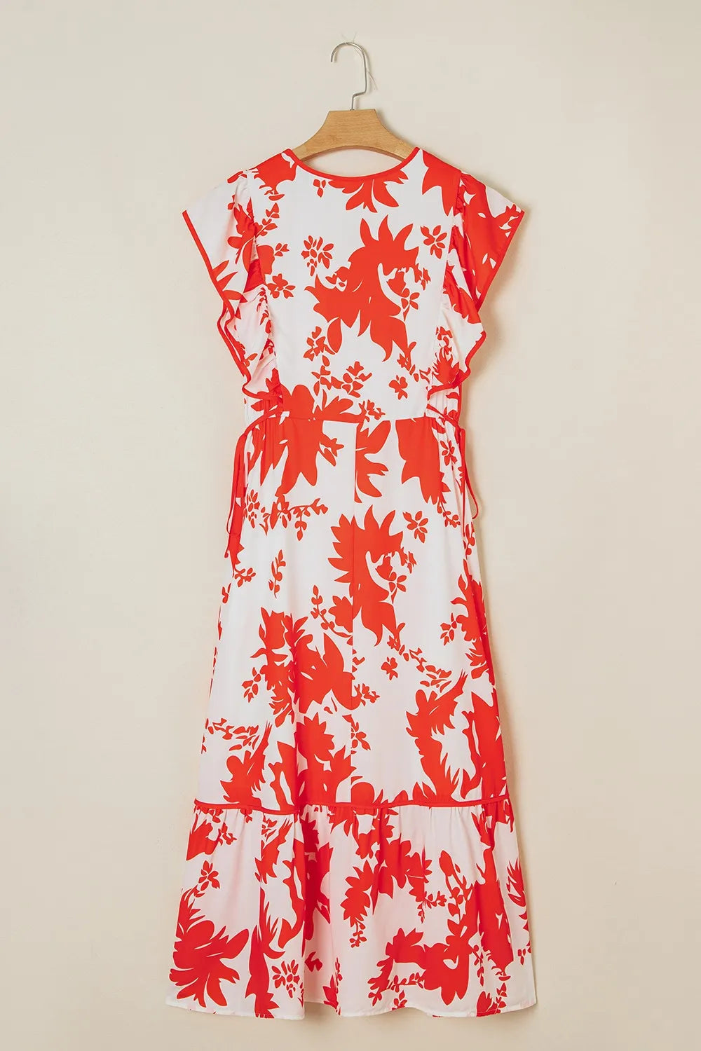Floral V-Neck Midi Dress in Orange