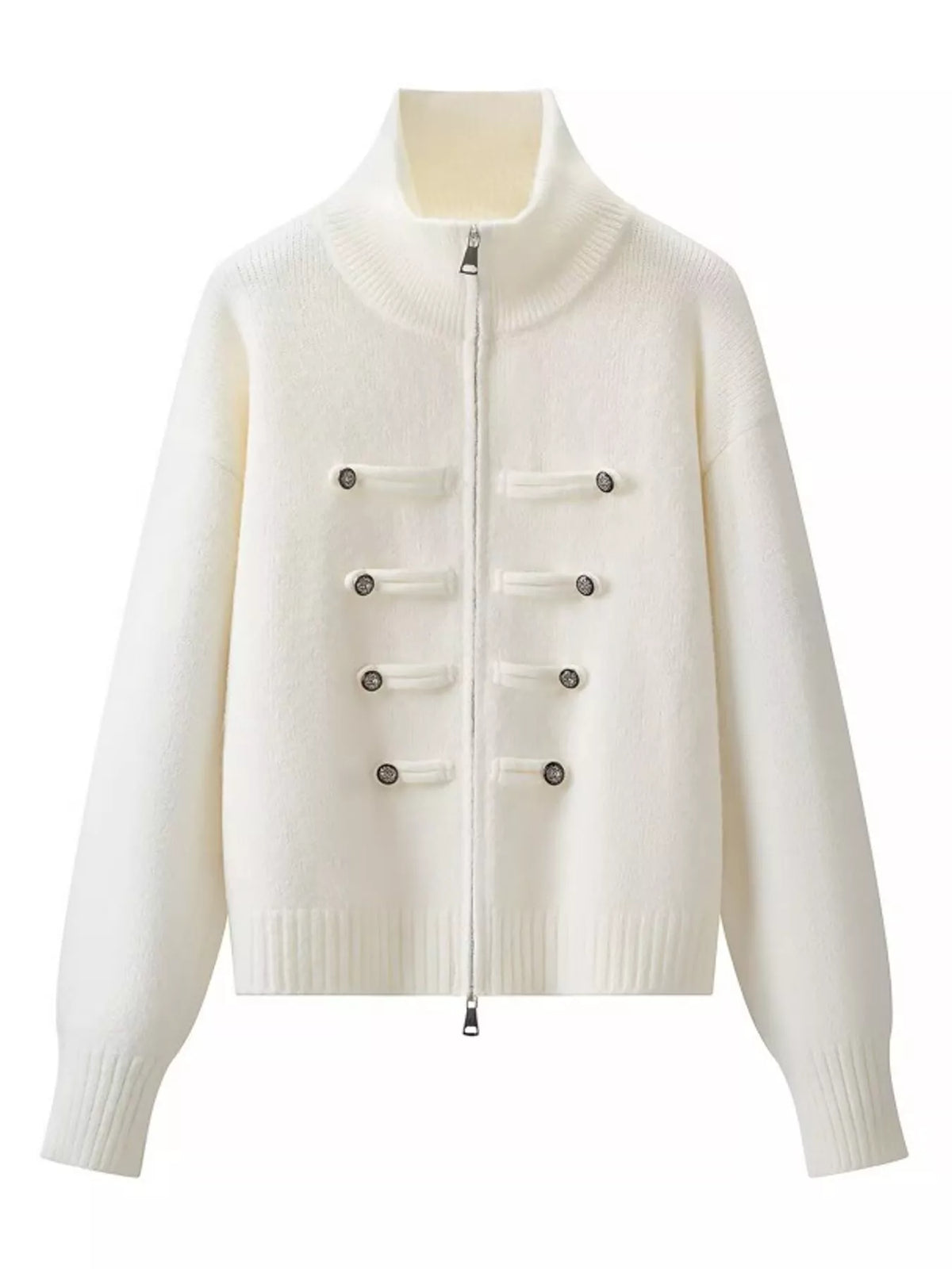 Turtleneck Zip-Up Cardigan