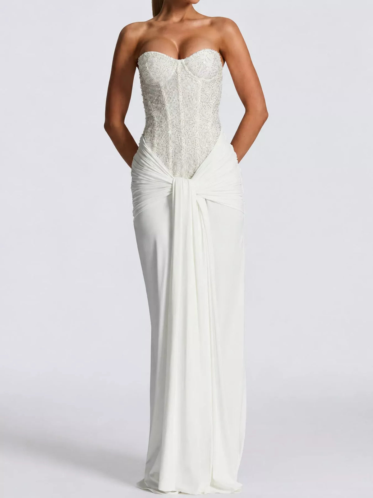 Strapless Sequin Corset Maxi Dress