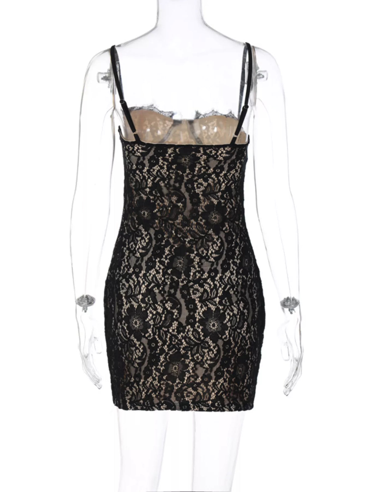 Lace Spaghetti-Strap Mini Dress