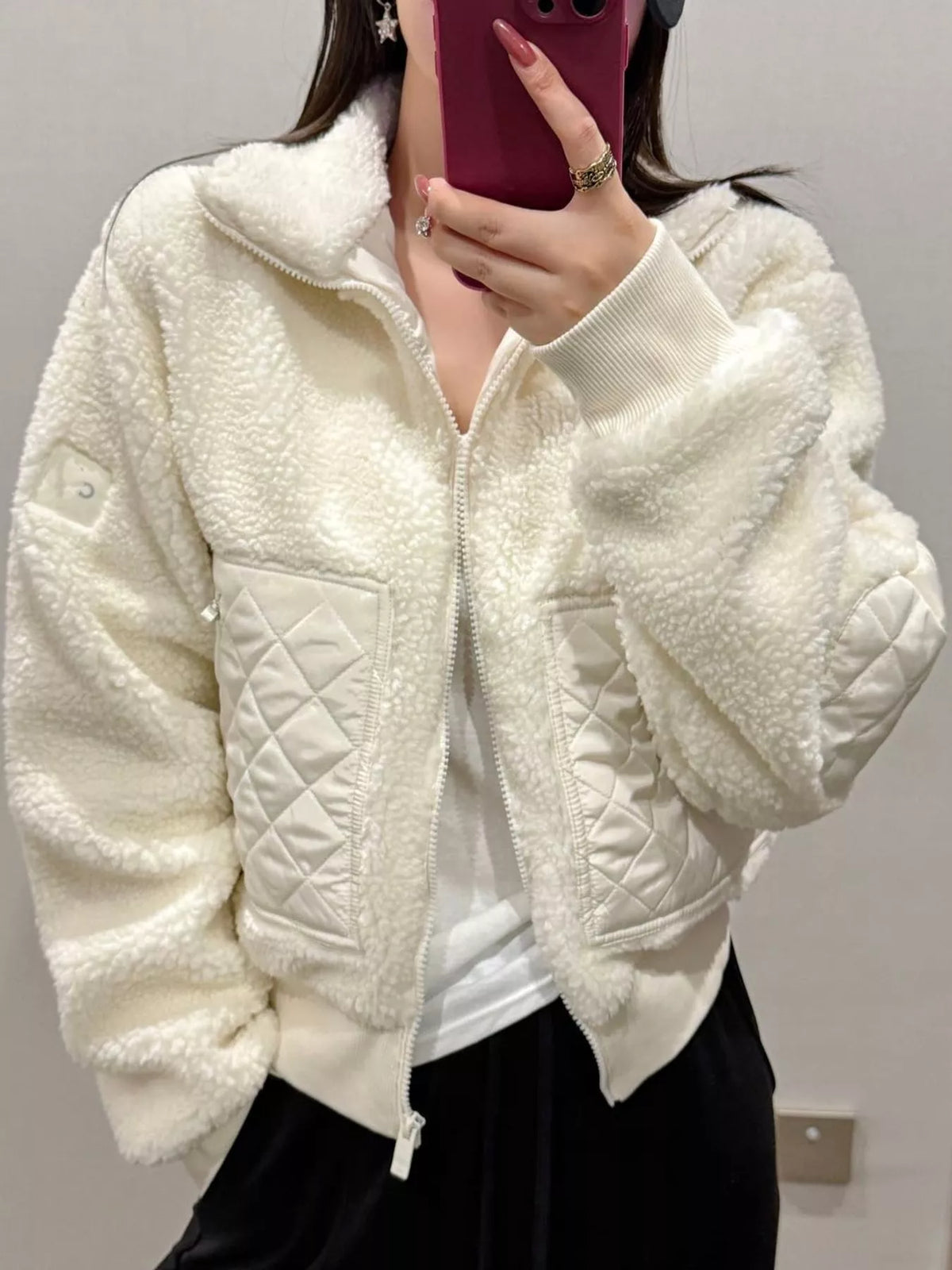 Sherpa Quilted Zip-Up Jacket