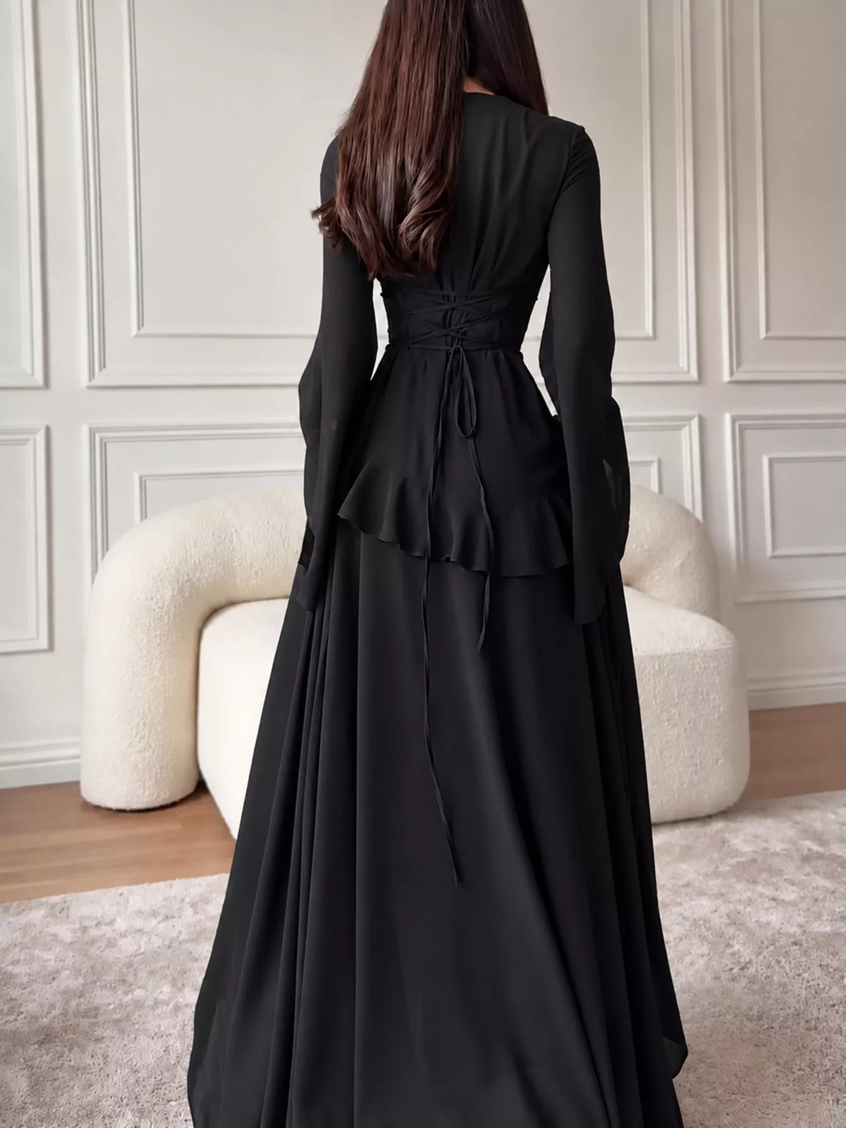 Ruffled Flare Sleeve Maxi Dress