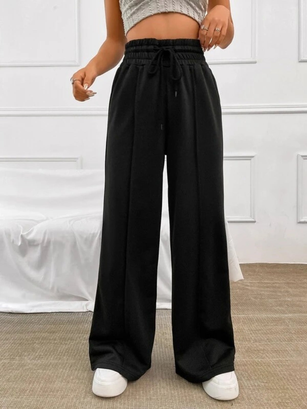 Wide Leg Drawstring Waist Pants