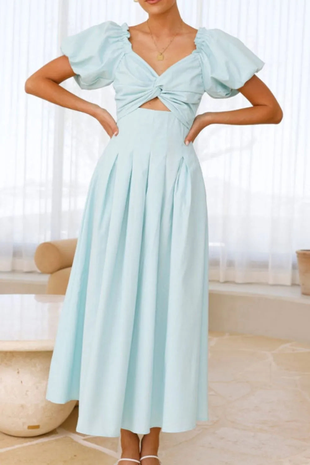 Sweetheart Neck Puff Sleeve Dress
