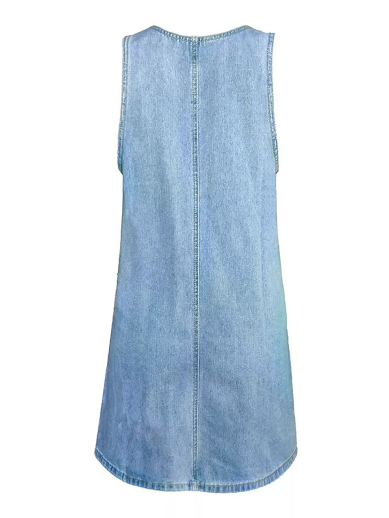 Casual Scoop Neck Sleeveless Denim Dress