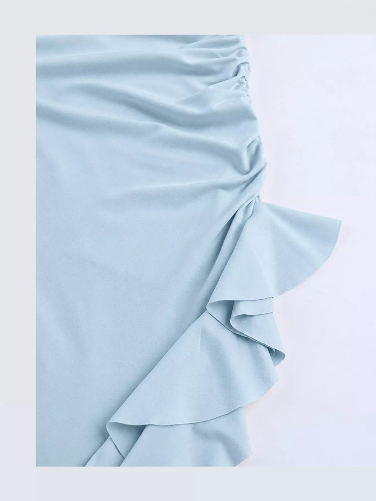 One-Shoulder Ruched Ruffle Hem Maxi Dress