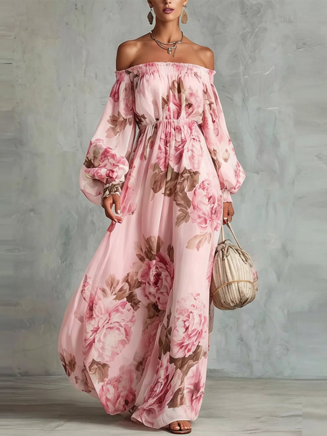 Floral Off-Shoulder Maxi Dress