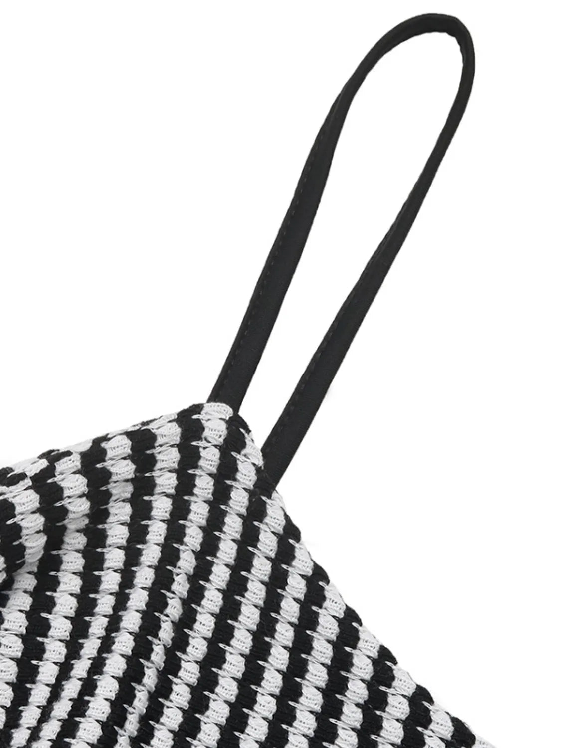 Twisted Front Striped Romper in Black