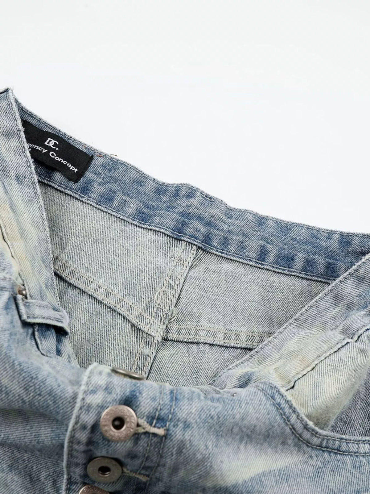 High-Waisted Button-Fly Wide-Leg Jeans in Blue by TrendMaster