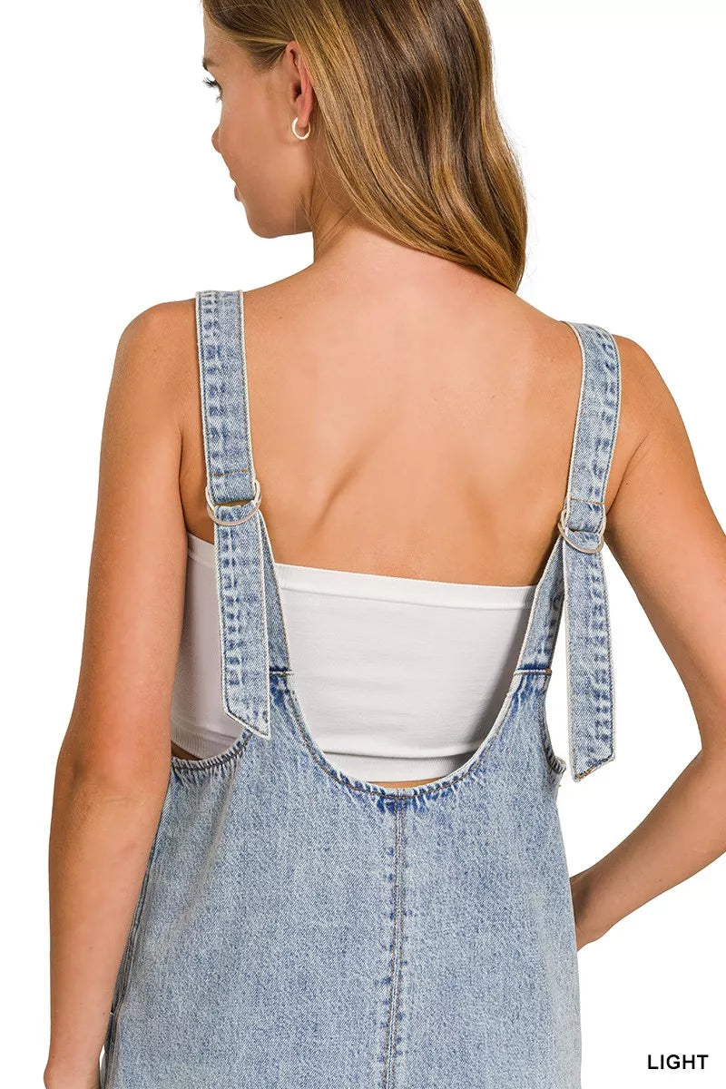 Zenana Denim Overall Dress in Light