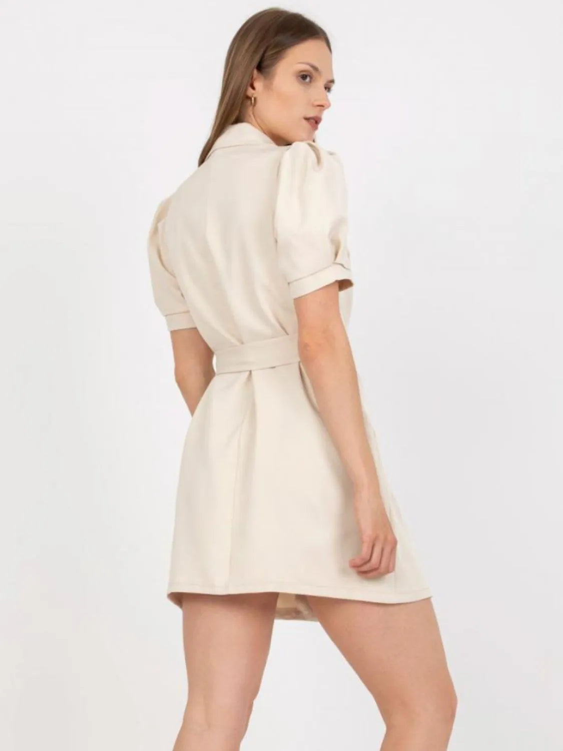 Tie-Waist Short Sleeve Blazer Dress