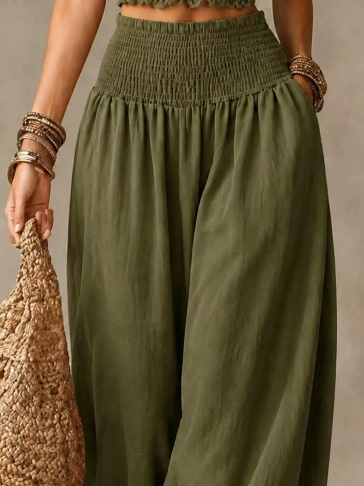 Smocked Harem Pants
