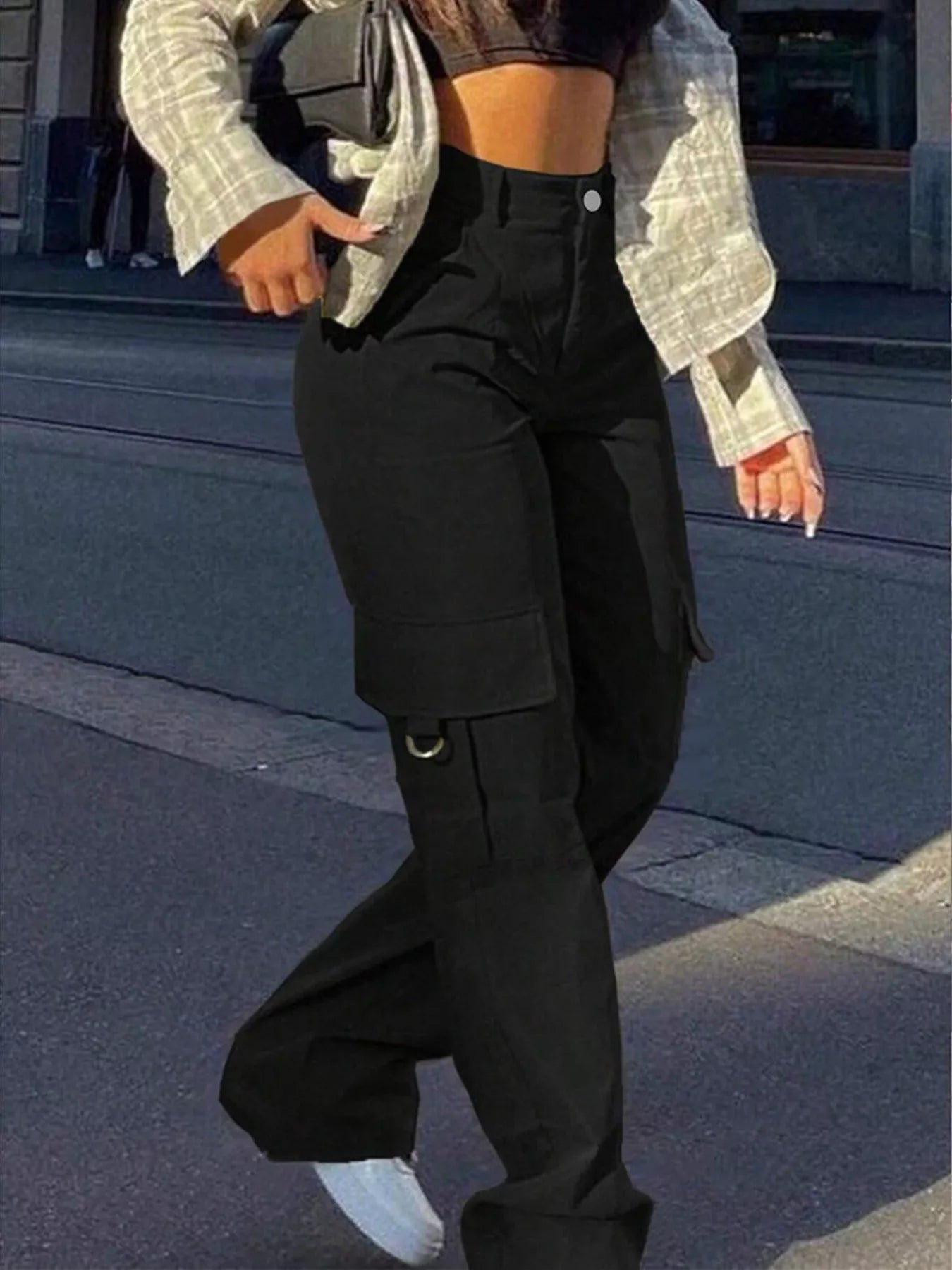 High-Waisted Cargo Pants, Plus Size