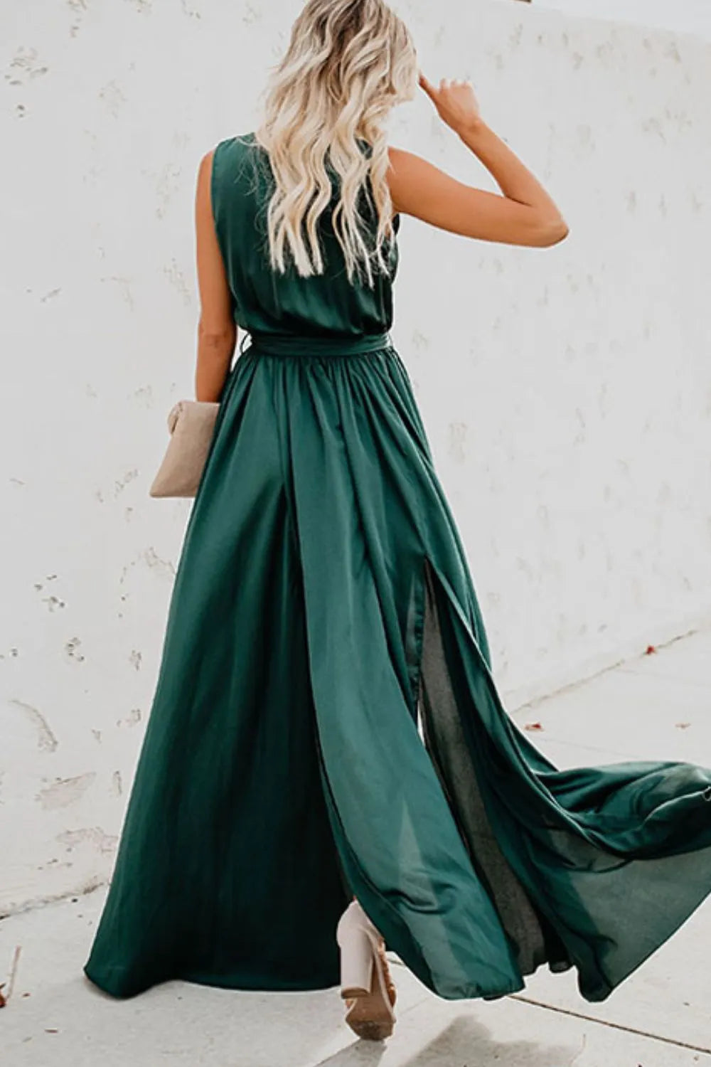 Surplice Tie-Waist Maxi Dress