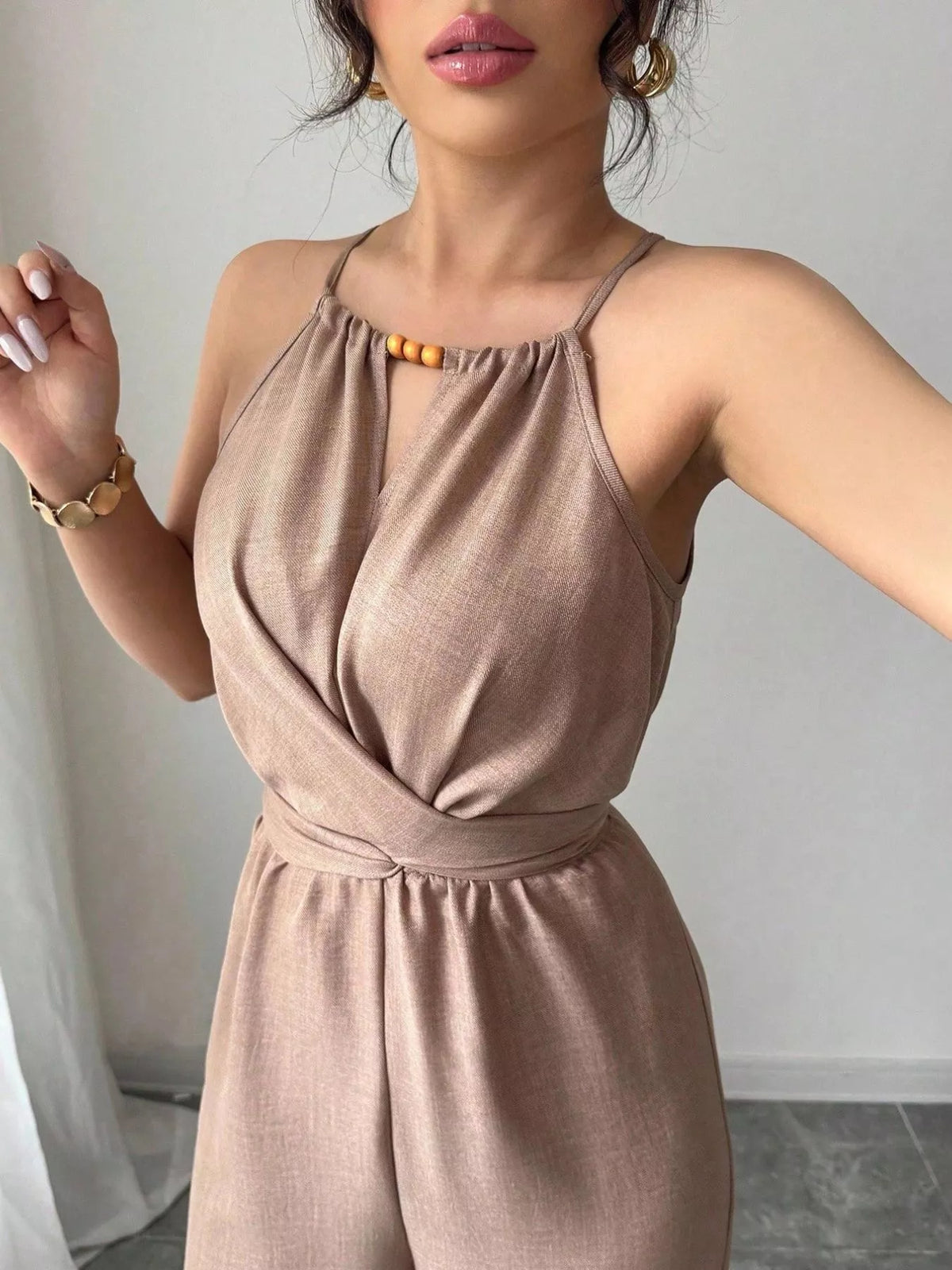 Sleeveless Tie Waist Wide-Leg Jumpsuit