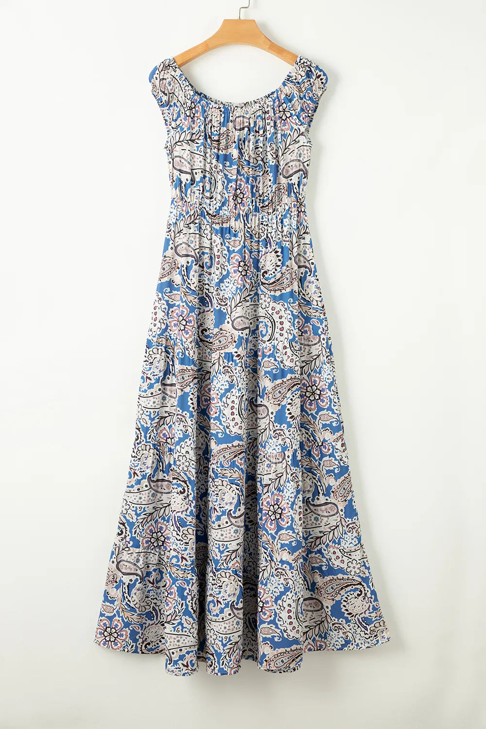 Off-Shoulder Short Sleeve Dress in Light Blue