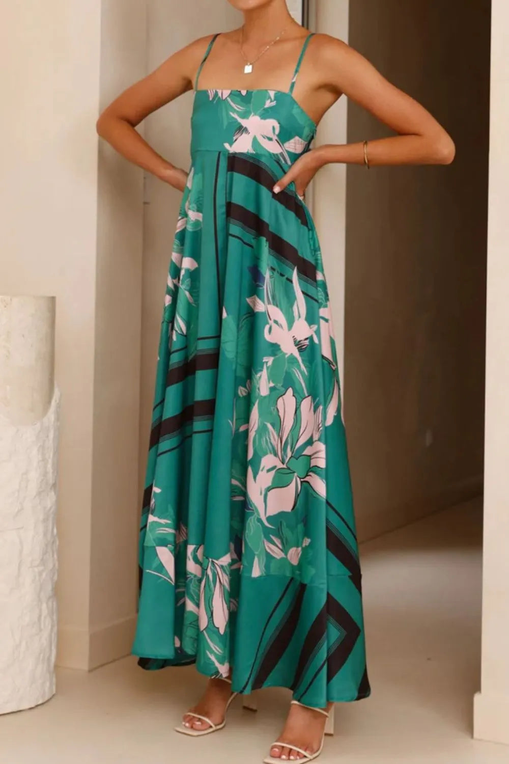 Printed Square Neck Cami Maxi Dress