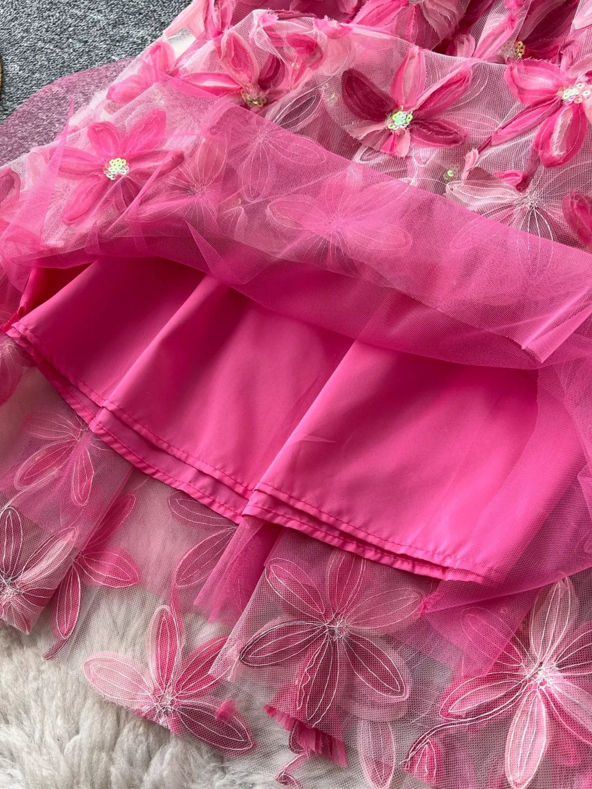 Floral Mesh Layered Skirt