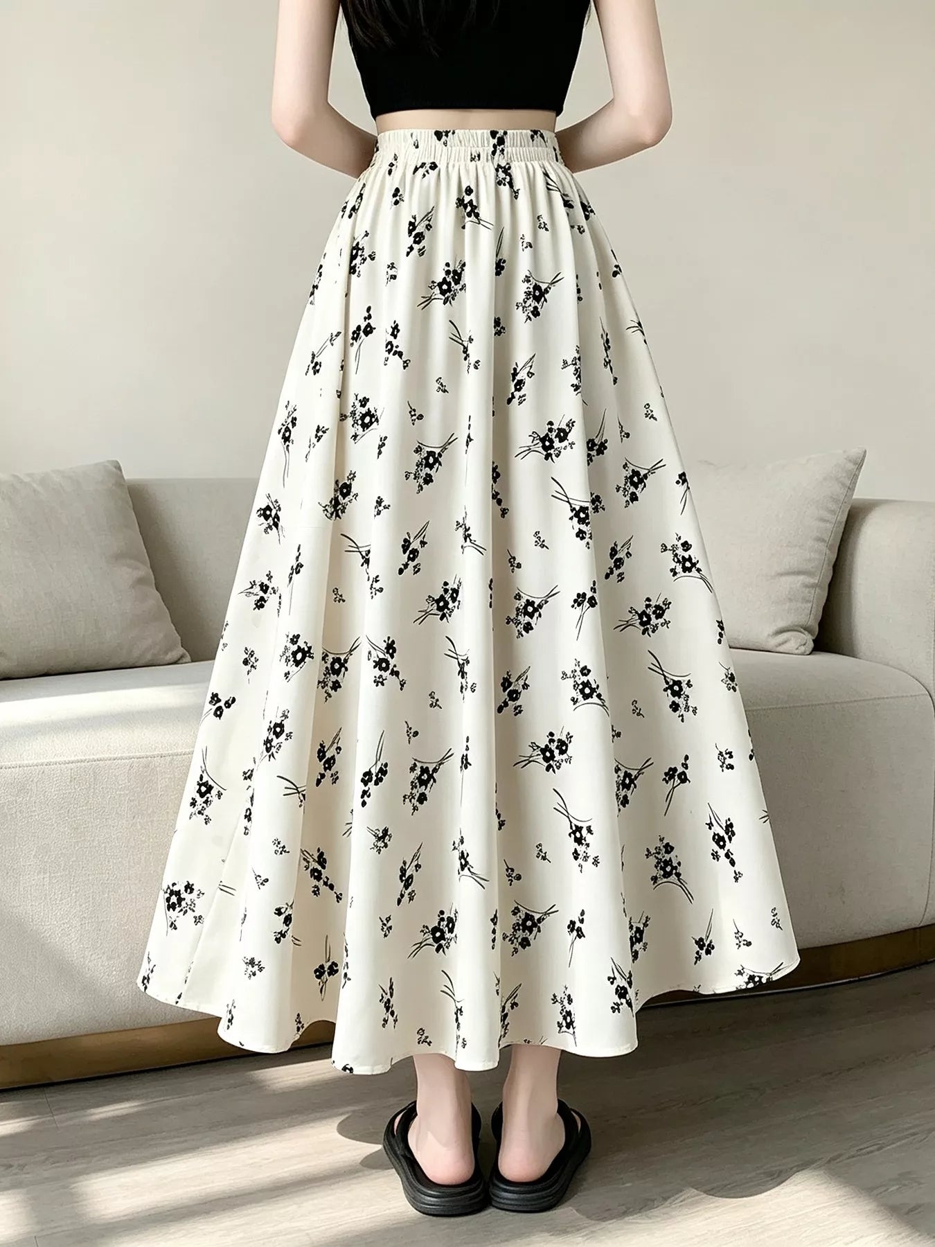 Floral Print A-Line Skirt
