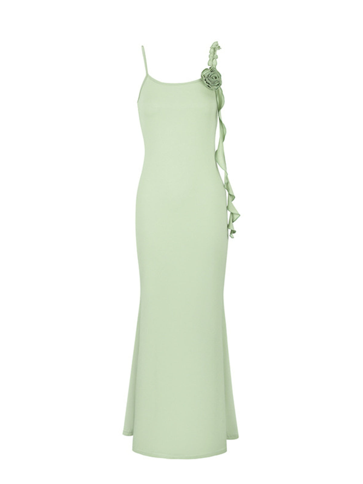 Floral Mermaid Maxi Dress in Light Green