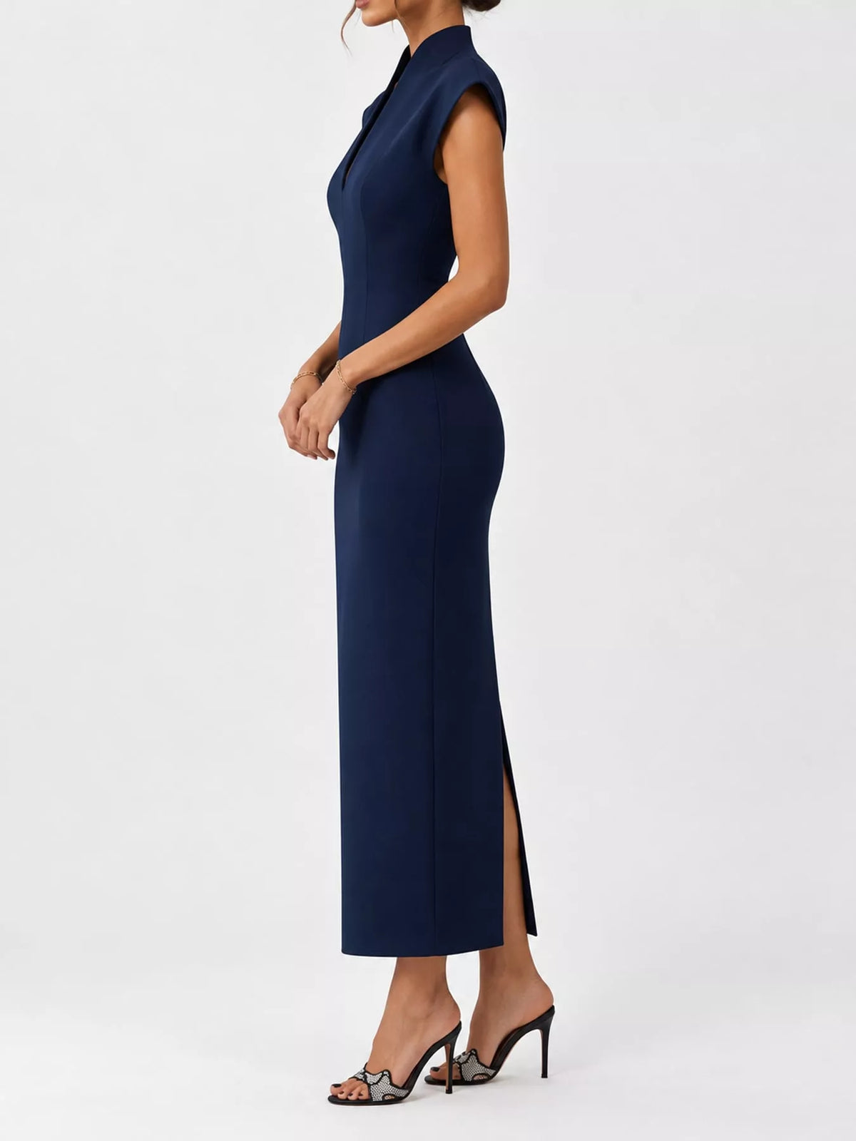 Slit Sleeveless Bodycon Midi Dress