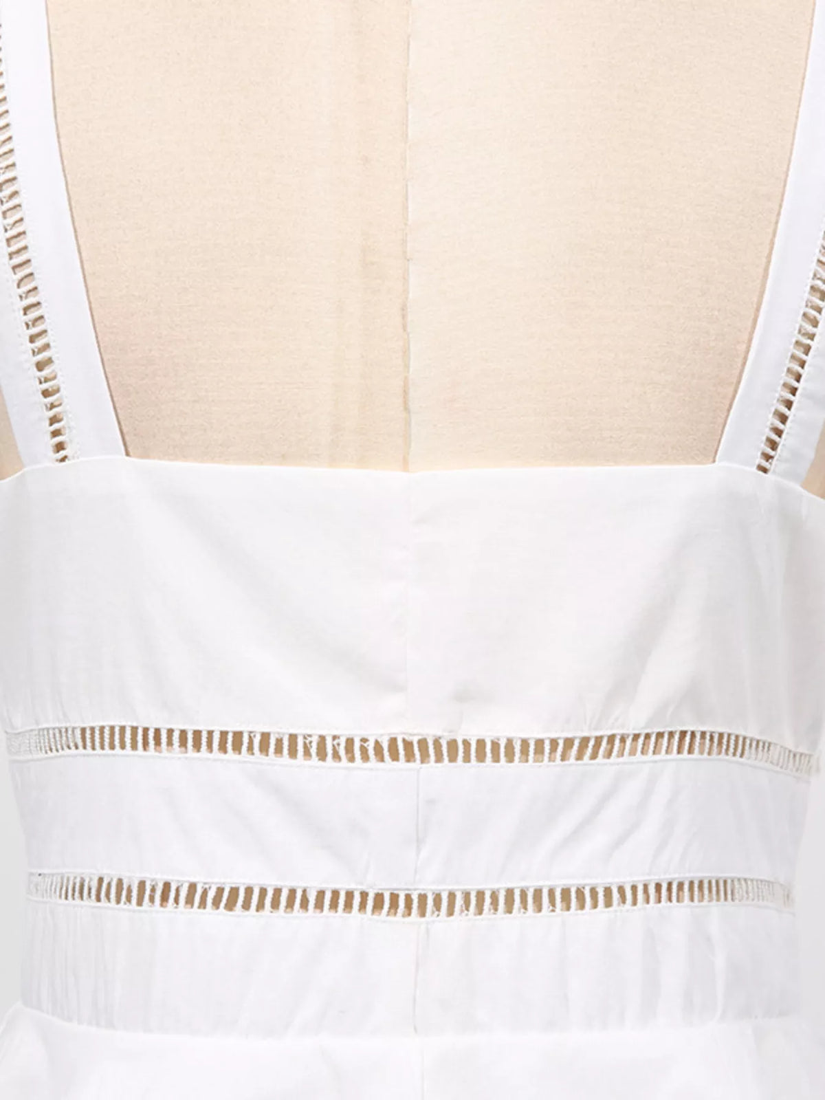 Sleeveless Eyelet Embroidered Button-Down Midi Dress in White