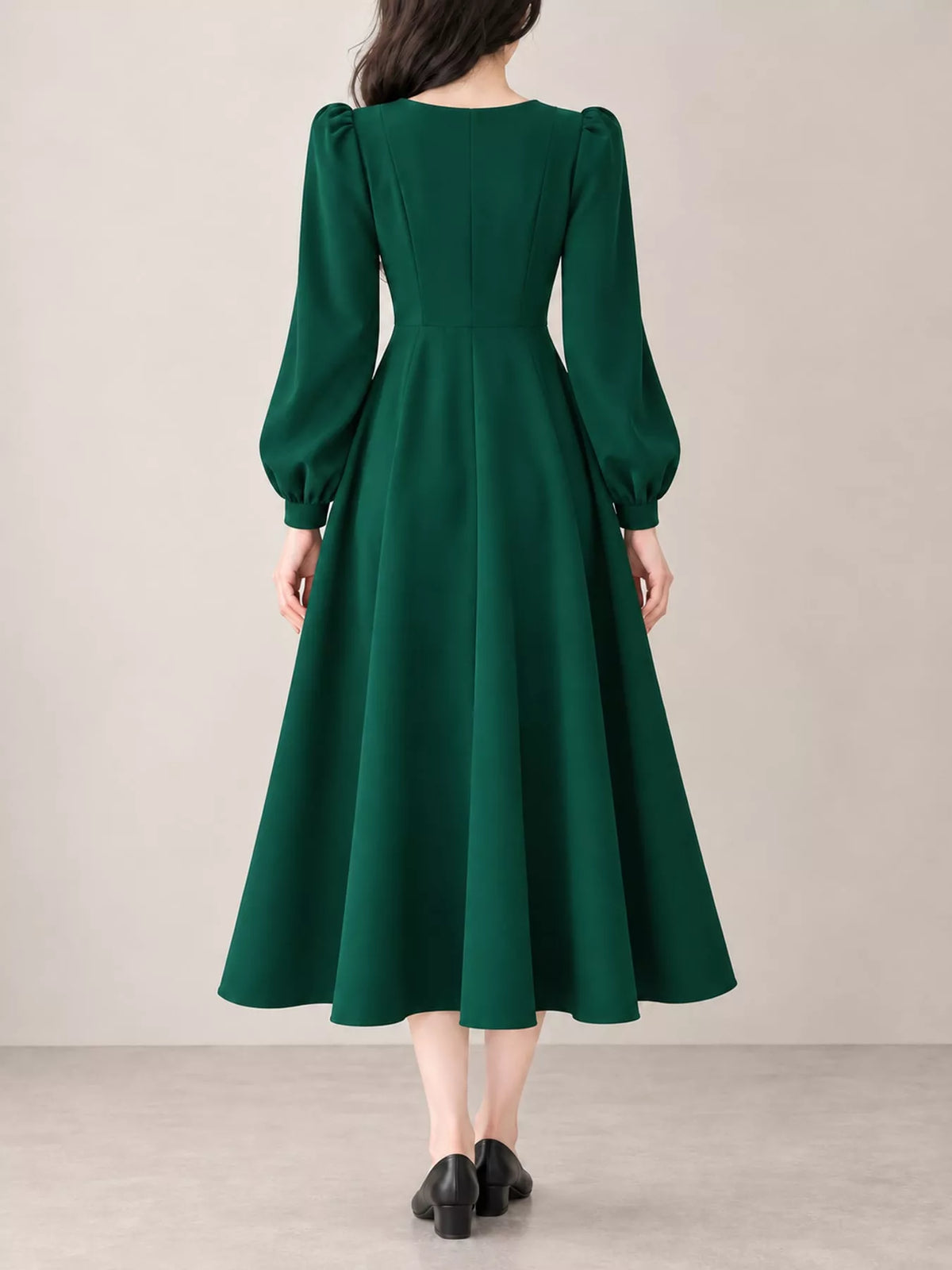 Long Sleeve A-Line Midi Dress