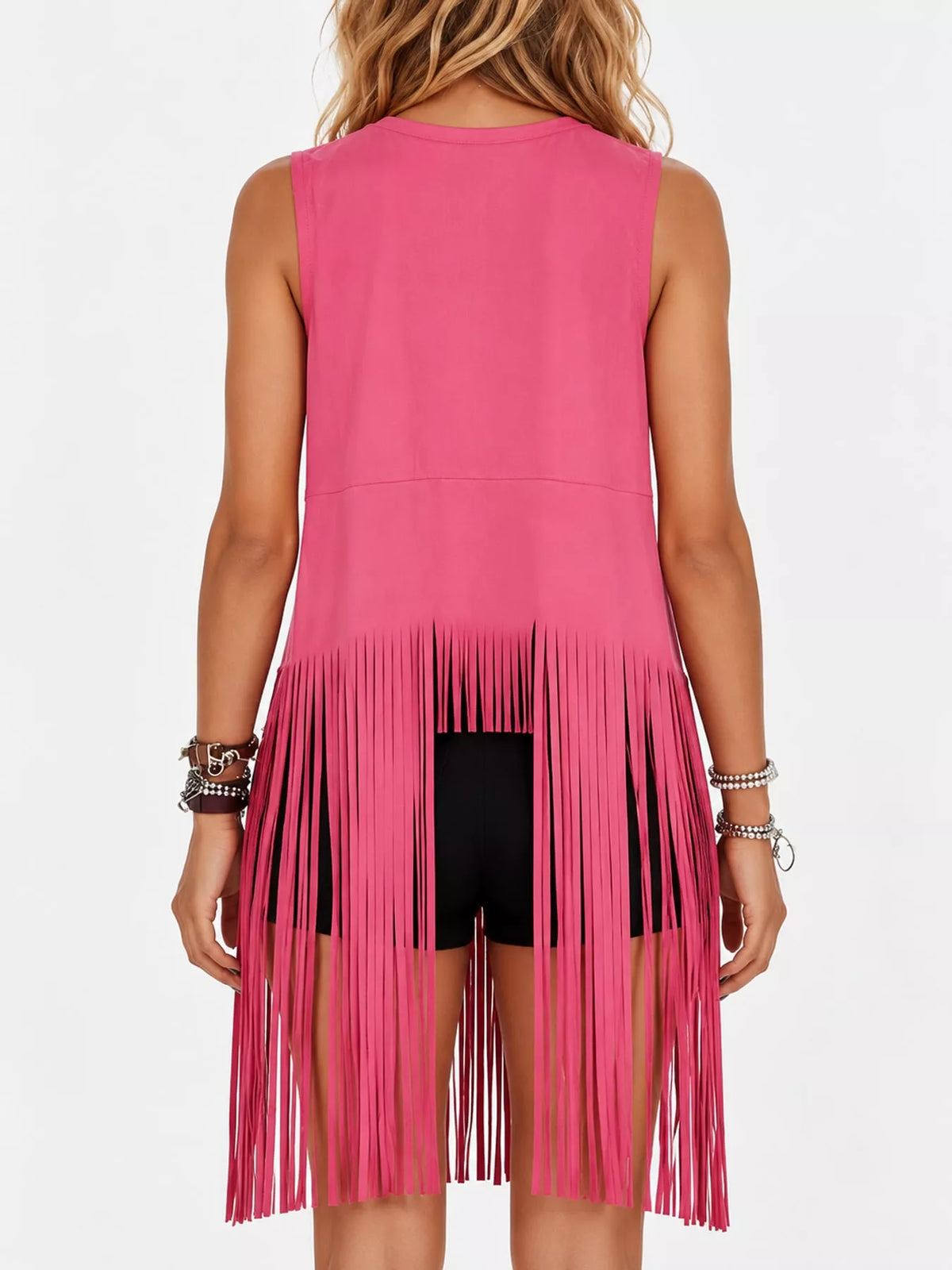 Fringed Sleeveless Vest Coat