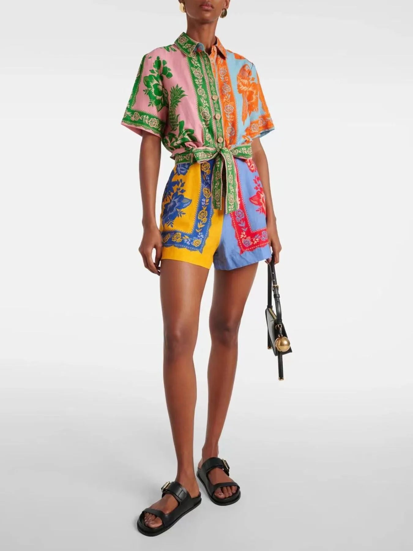 Tie-Waist Romper in Multicolor