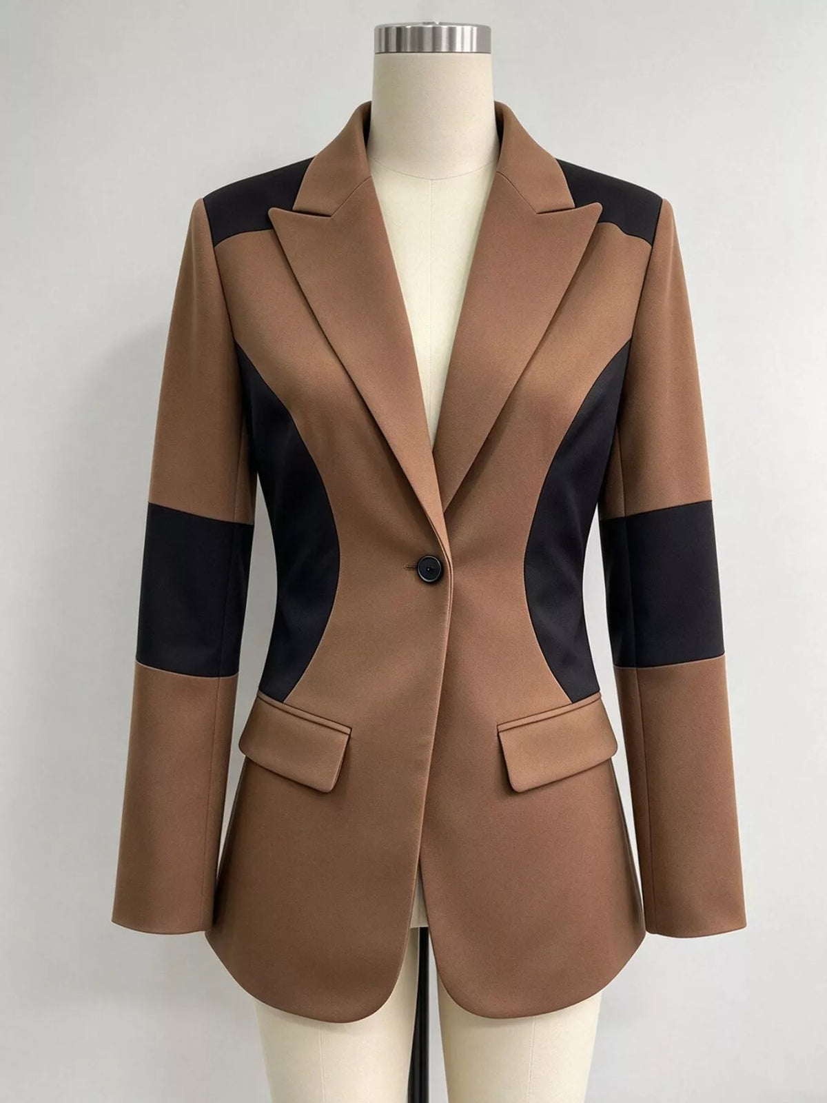 One Button Blazer in Brown