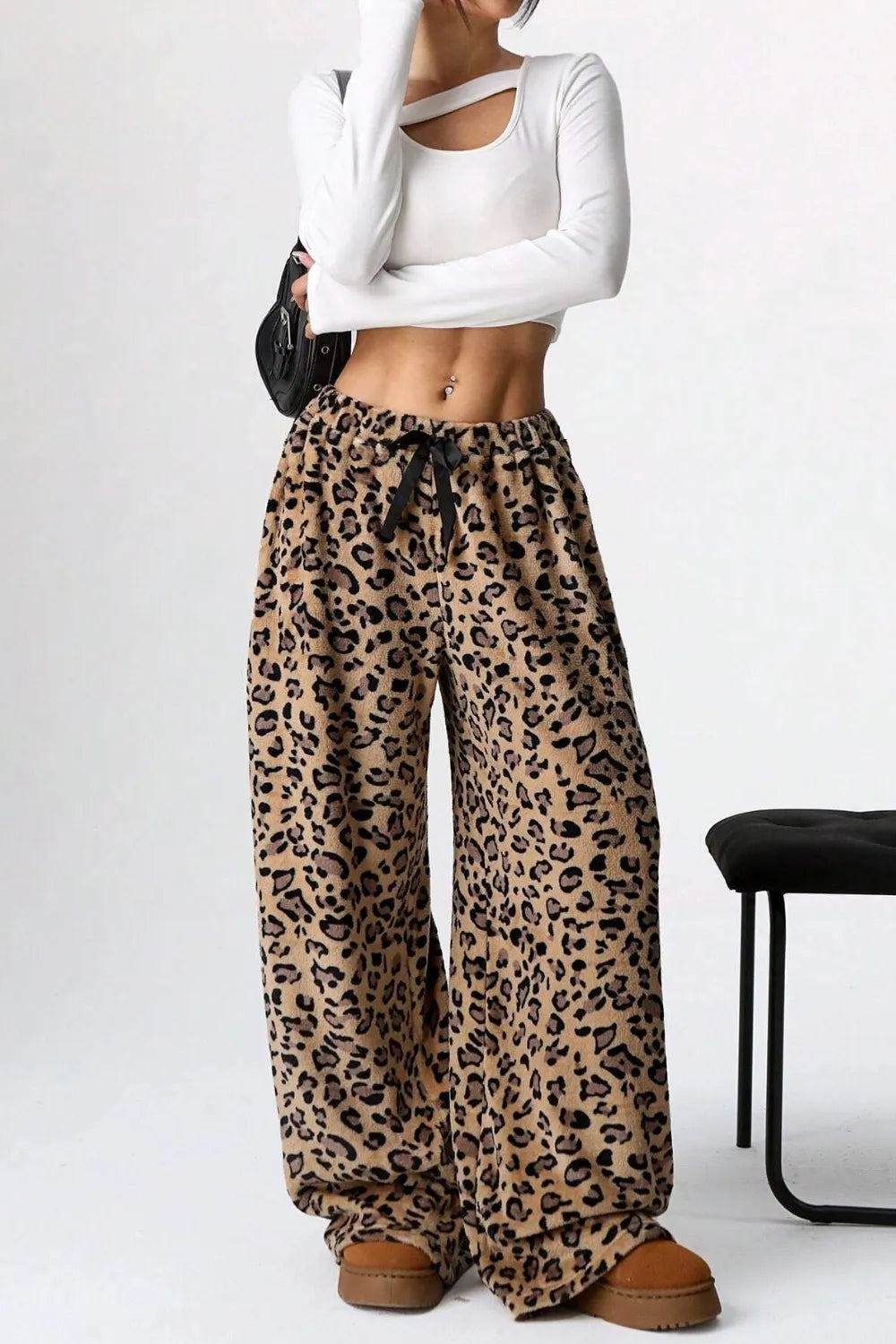 Wide Leg Pants in Leopard Print