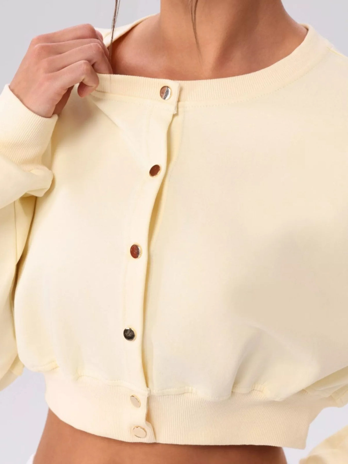 Cropped Button-Down Active Top
