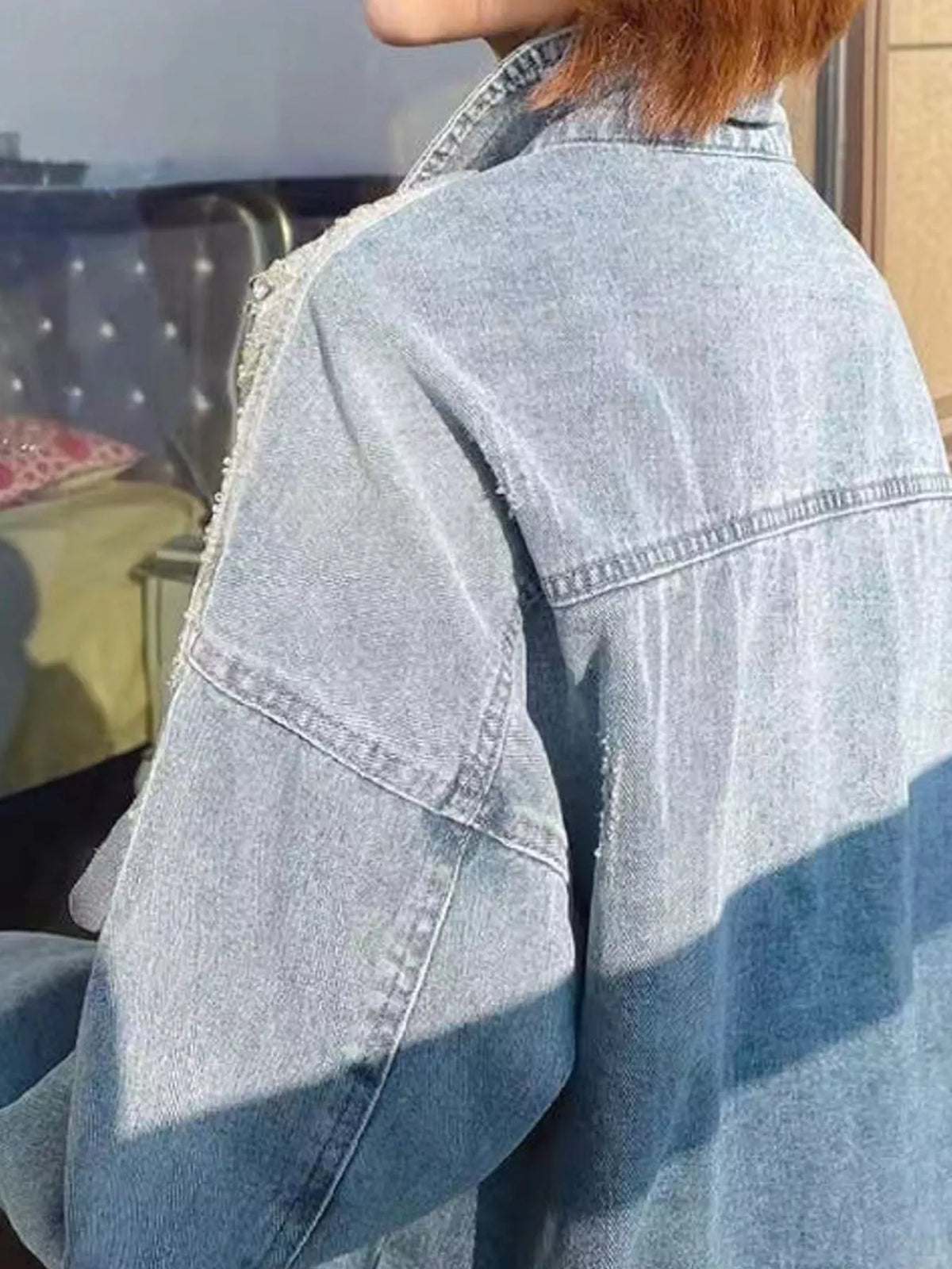 Rhinestone Snowflake Embellished Denim Jacket
