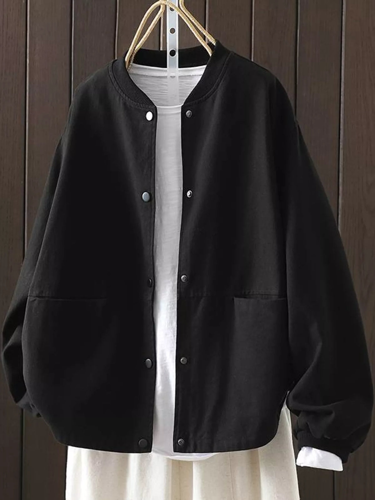 Snap-Front Dropped Shoulder Jacket