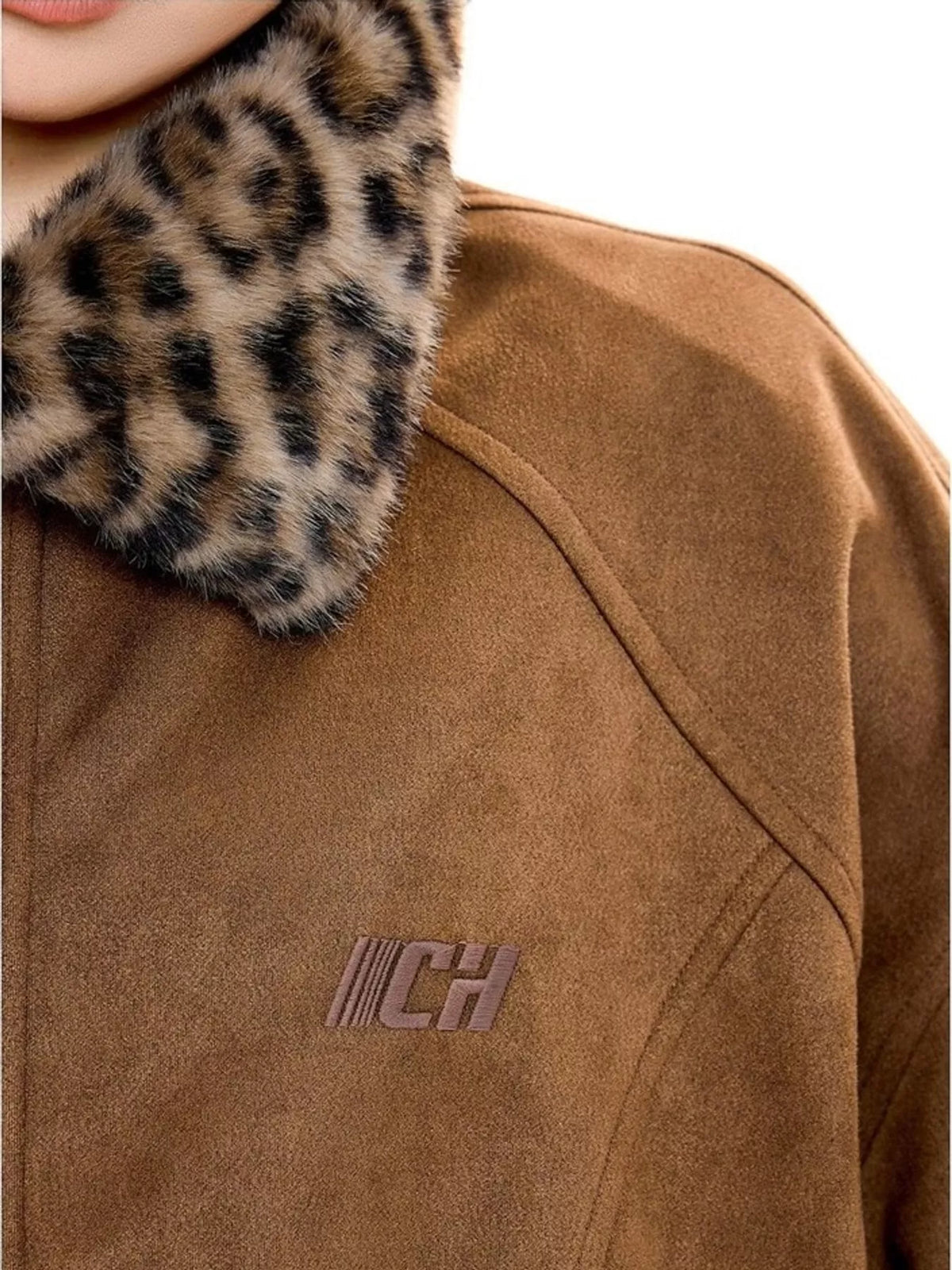Faux Fur Collar Zip-Up Jacket